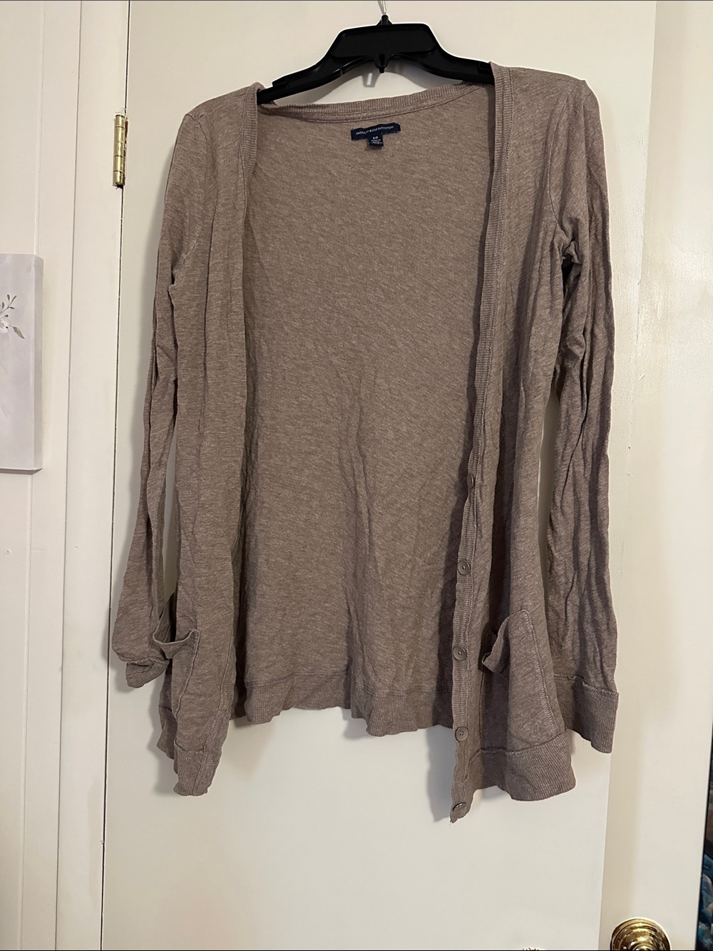 American Eagle Outfitters Taupe Open-Front Cardigan